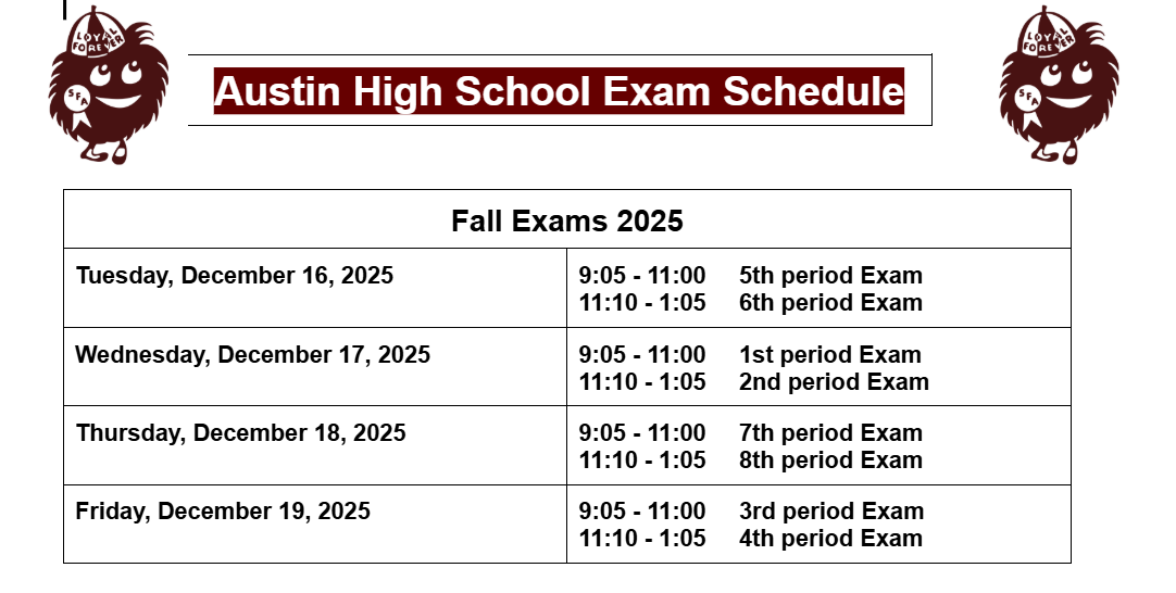 2025 Final Exam Schedule