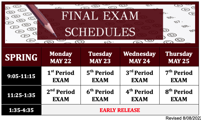 Spring Final Exam Bell Schedule